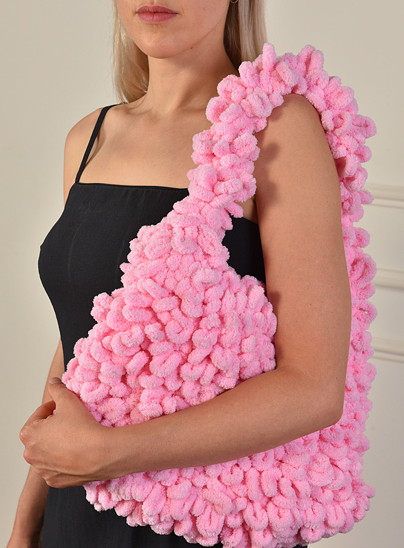 Çanta Pink Chenille knit handbag Fabrique 1840 exclusive single originals