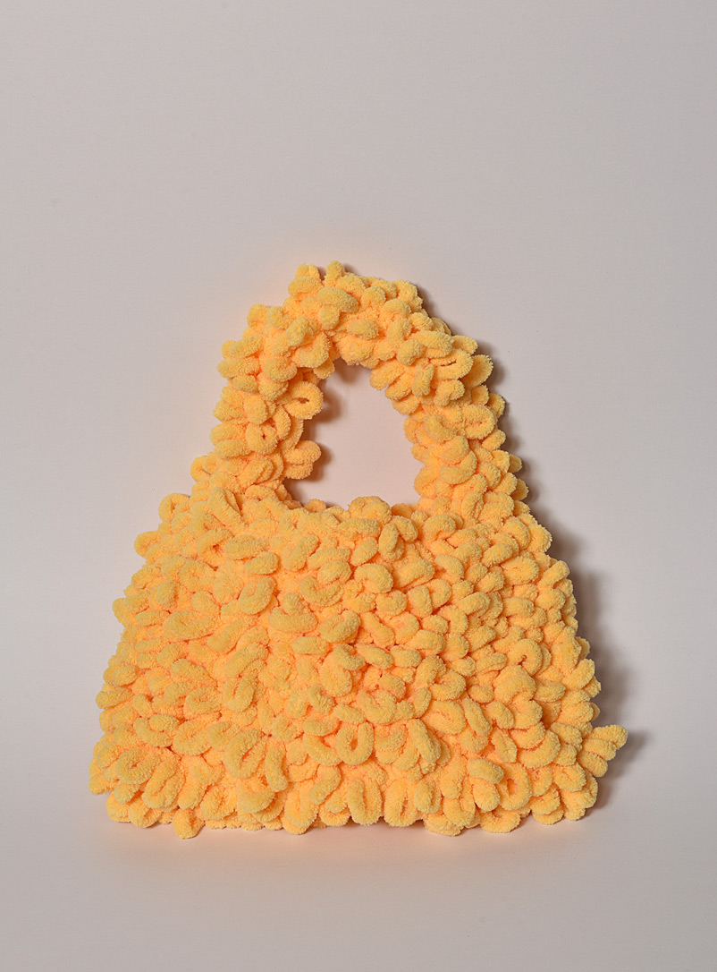 Çanta Golden Yellow Chenille knit handbag Fabrique 1840 exclusive single originals