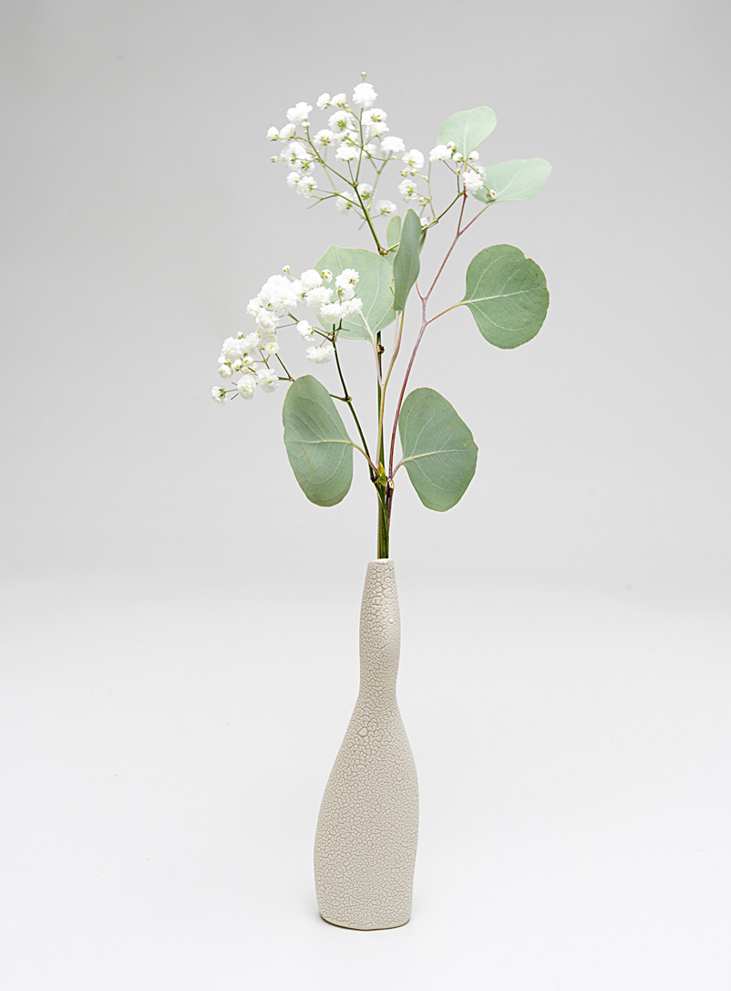 Doux Studio: Le vase silhouette 18 cm de hauteur Blanc à motifs