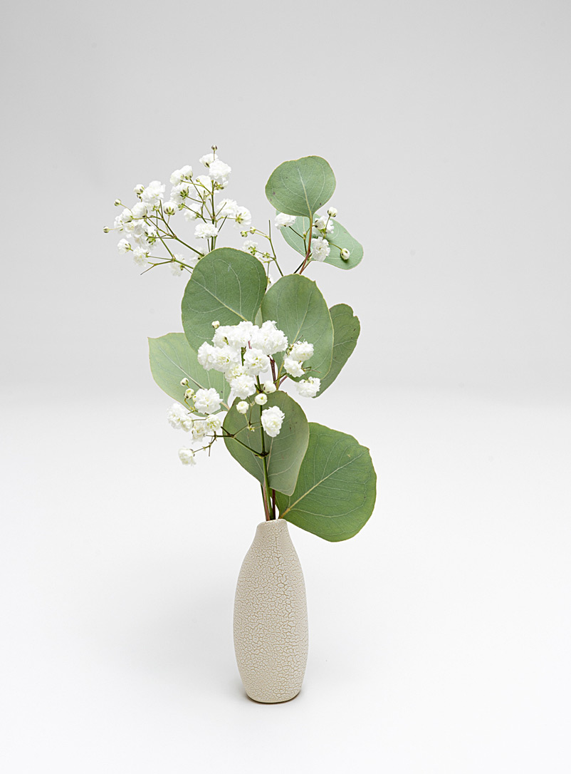 Doux Studio Patterned White Bottle mini bud vase 8 cm tall
