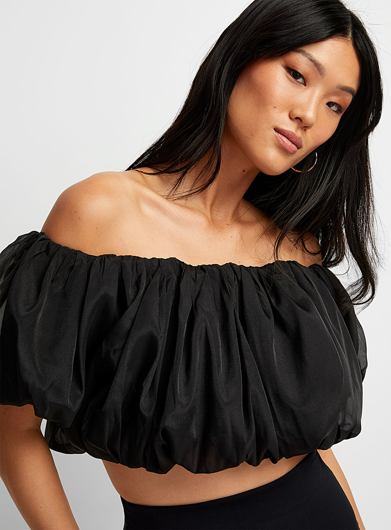 Icône Black Ultra-cropped balloon blouse for women