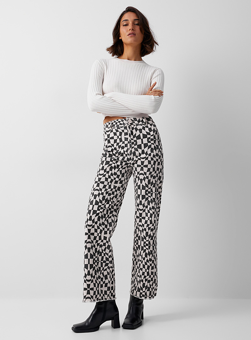 Icône Black and White Retro print wide-leg jean for women