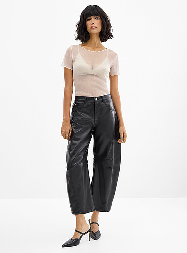 Ic&ocirc;ne: Le pantalon ballon effet cuir Noir pour femme