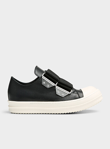 Rick Owens: Le sneaker bas cuir deux bandes Noir pour femme