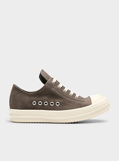 Rick Owens Chocolate/Espresso Low grey leather sneakers for women