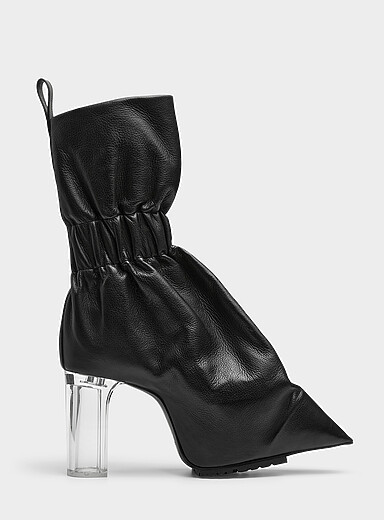 Rick Owens Black Clear heel gathered ankle boot for women