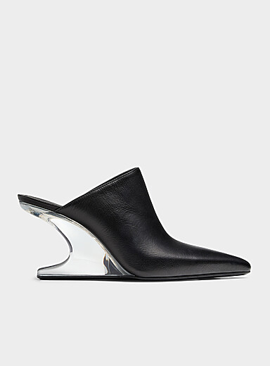 La mule cuir talon creus&eacute; transparent Femme