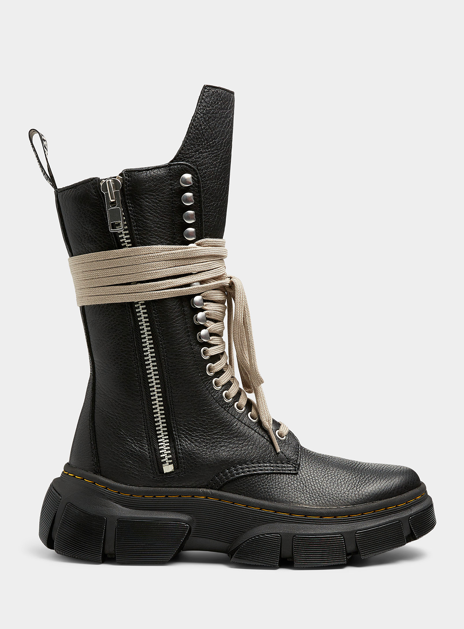 Shop Rick Owens 1918 Dmxl Tall Leather Boots Men In Black