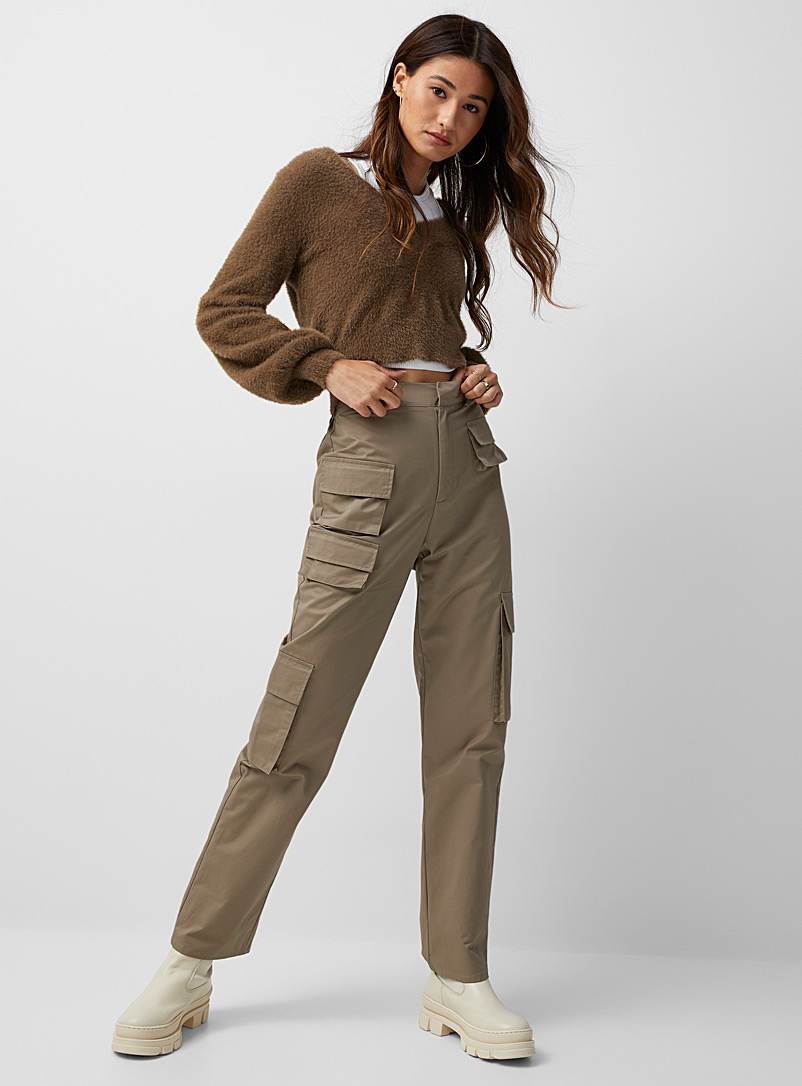 Icône Brown 100% cotton cargo pant for women
