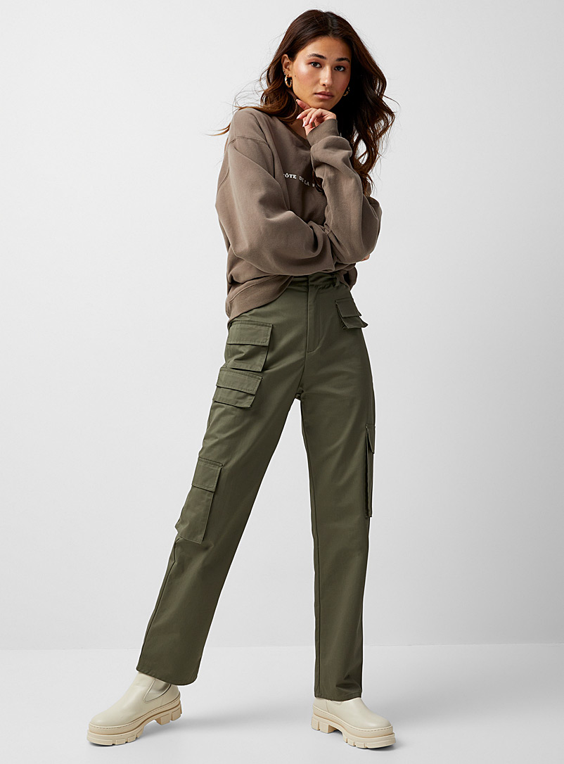 Icône: Le pantalon cargo pur coton Vert pour femme
