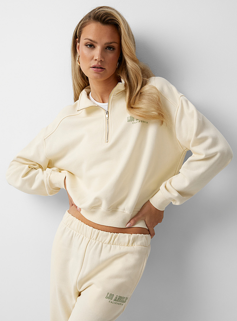 Icône Ivory White Los Angeles zip-collar sweatshirt for women