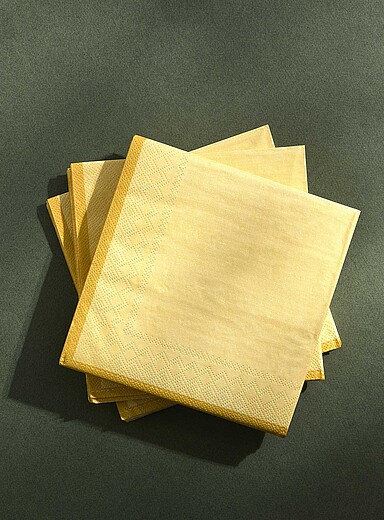 Lot De 50 Serviettes De Table En Papier Mimosa/jaune Uni - Neuf Dans Son Emballage