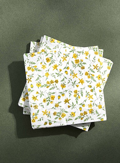 Les serviettes en papier jardin ensoleill&eacute; 16,5 x 16,5 cm. Paquet de 25.