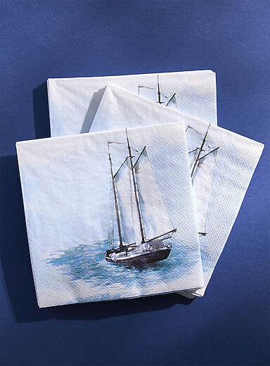 Sailboat paper napkins 16.5 x 16.5&nbsp;cm. Pack of 25.