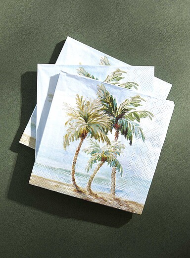 Palm trees paper napkins 16.5 x 16.5&nbsp;cm. Pack of 25.