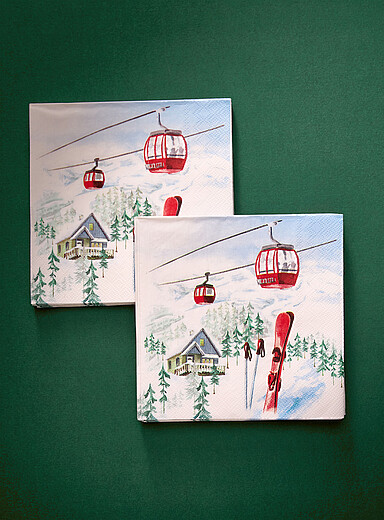 Ski lodge paper napkins 16.5 x 16.5&nbsp;cm. Pack of 25. <b>Christmas Collection</b>