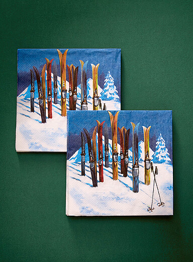 Les serviettes en papier air d'apr&egrave;s-ski 16,5 x 16,5 cm. Paquet de 25. <b>Collection de No&euml;l</b>