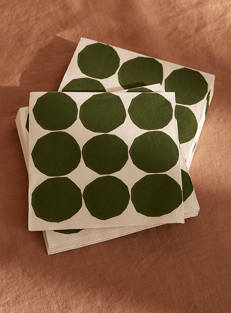 Marimekko: Les serviettes en papier Kivet 16,5 x 16,5 cm. Paquet de 20. Écru à motifs