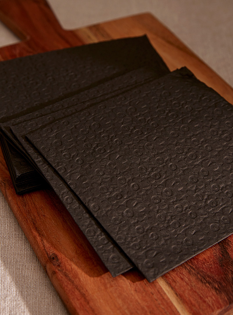 Marimekko Black Unikko embossed paper napkins 16.5 x 16.5 cm. Pack of 16.