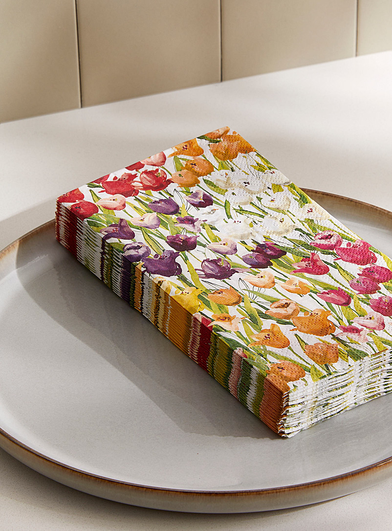 Simons Maison Assorted Tulip field paper napkins 16.5 x 21 cm. Pack of 16.