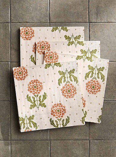 Les serviettes en papier fleur champ&ecirc;tre 16,5 x 16,5 cm. Paquet de 20.
