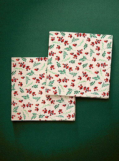 Les serviettes en papier baies rouges  16,5 x 16,5 cm. Paquet de 25. <b>Collection de No&euml;l</b>