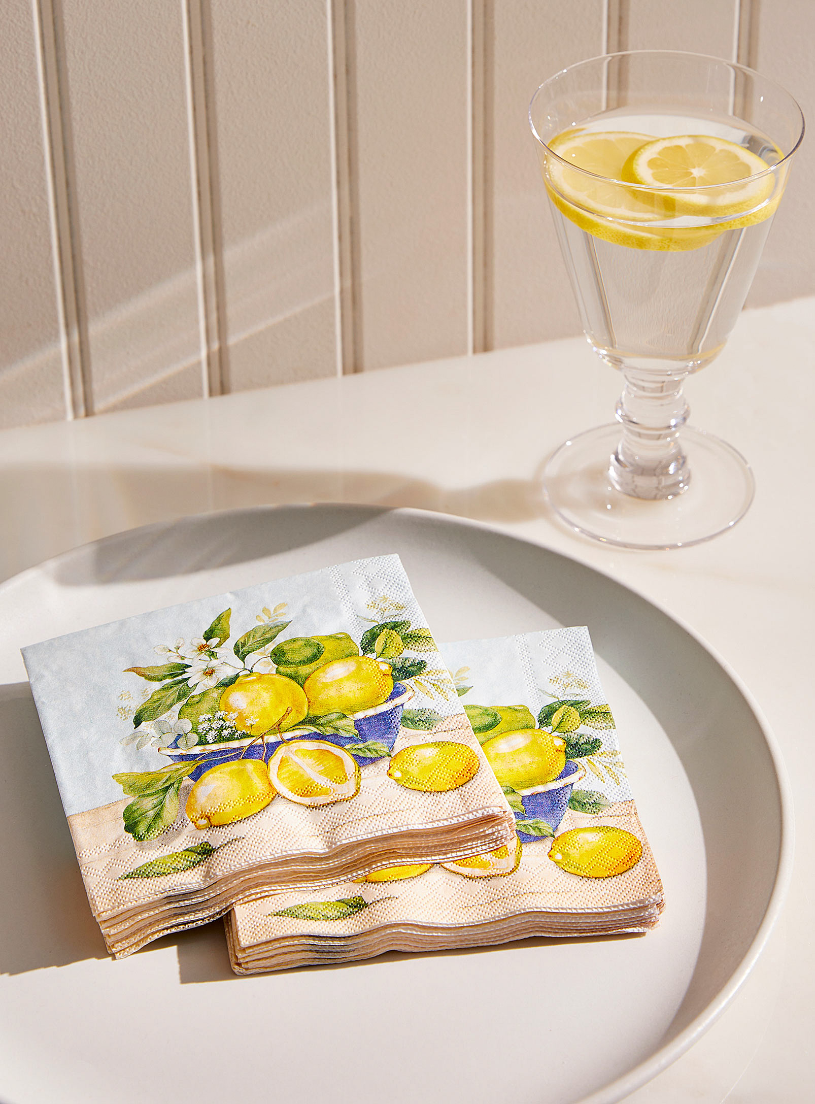 Simons Maison - Les serviettes en papier panier de citrons 12,5 x 12,5 cm. Paquet de 20.
