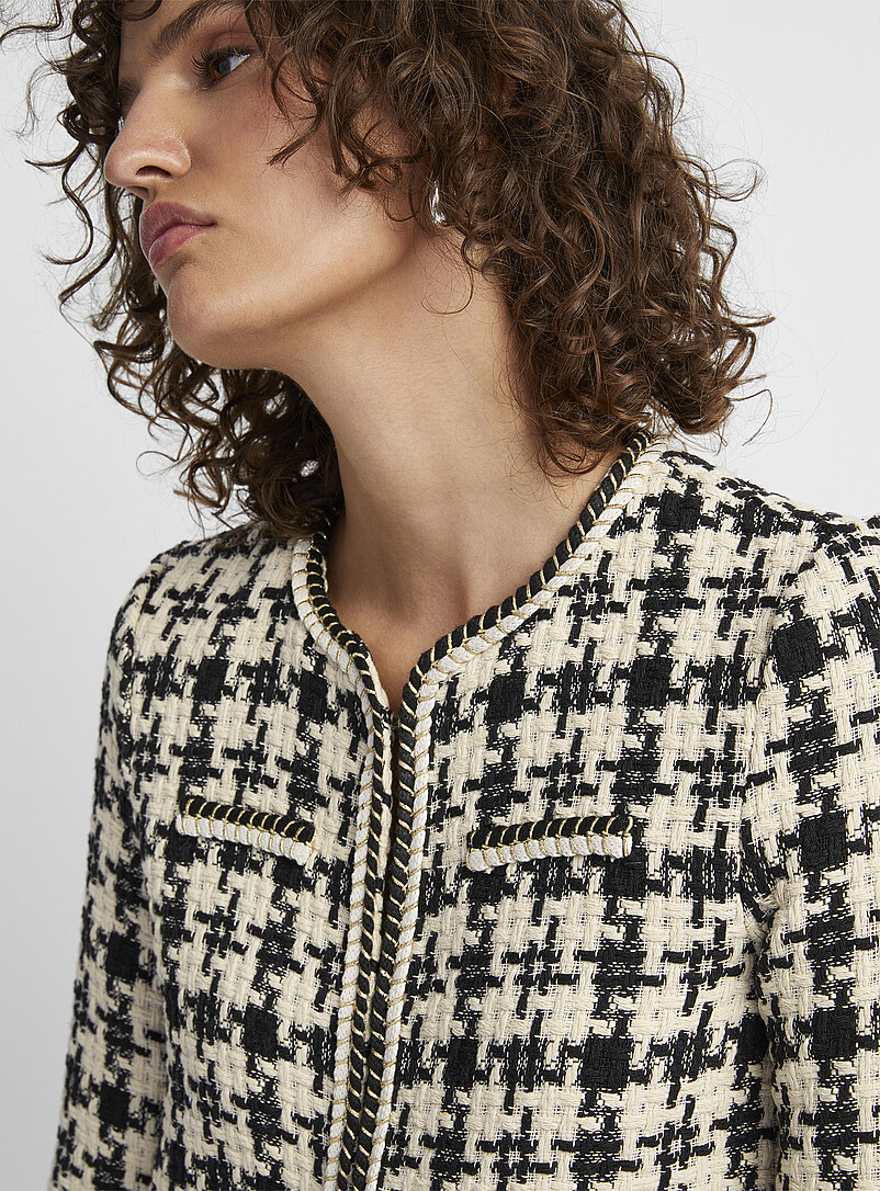 Ic&ocirc;ne Navy/Midnight Blue Golden accents tweed blazer for women