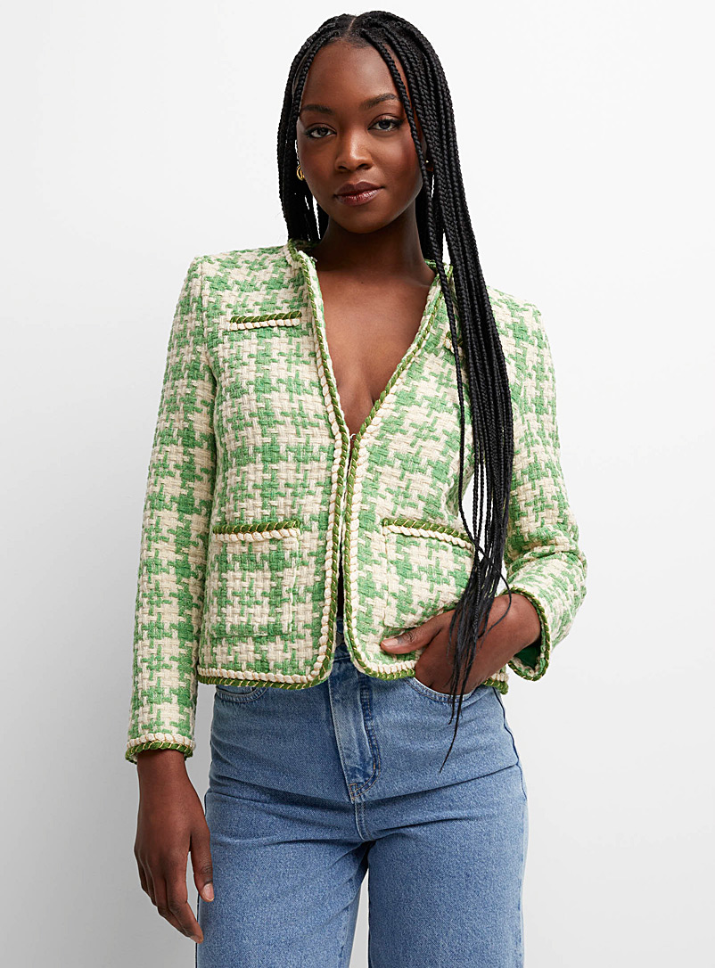 Green and ivory tweed blazer, Icône, Women's Blazers