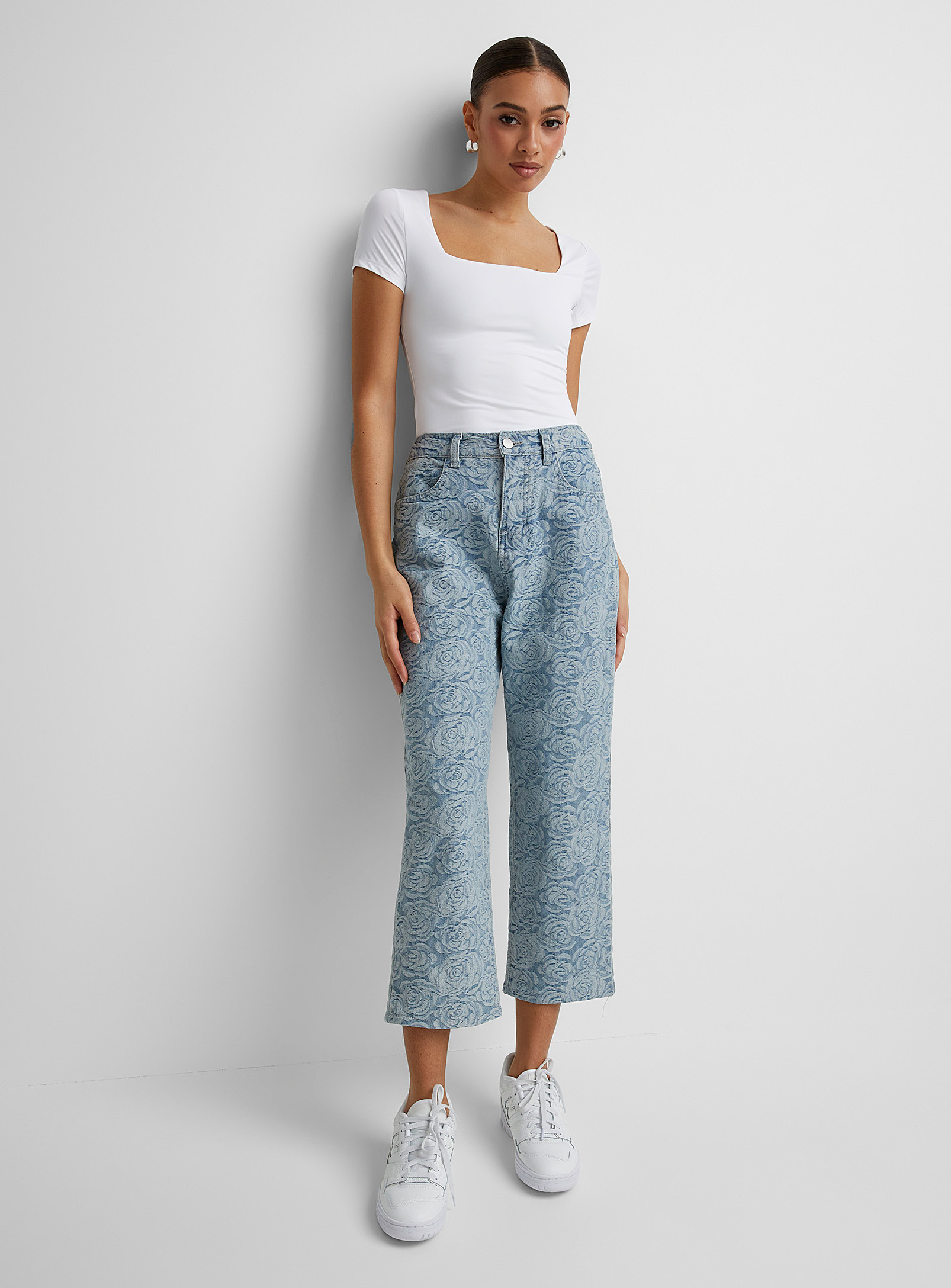 Icone Rose Bouquet Jean In Patterned Blue