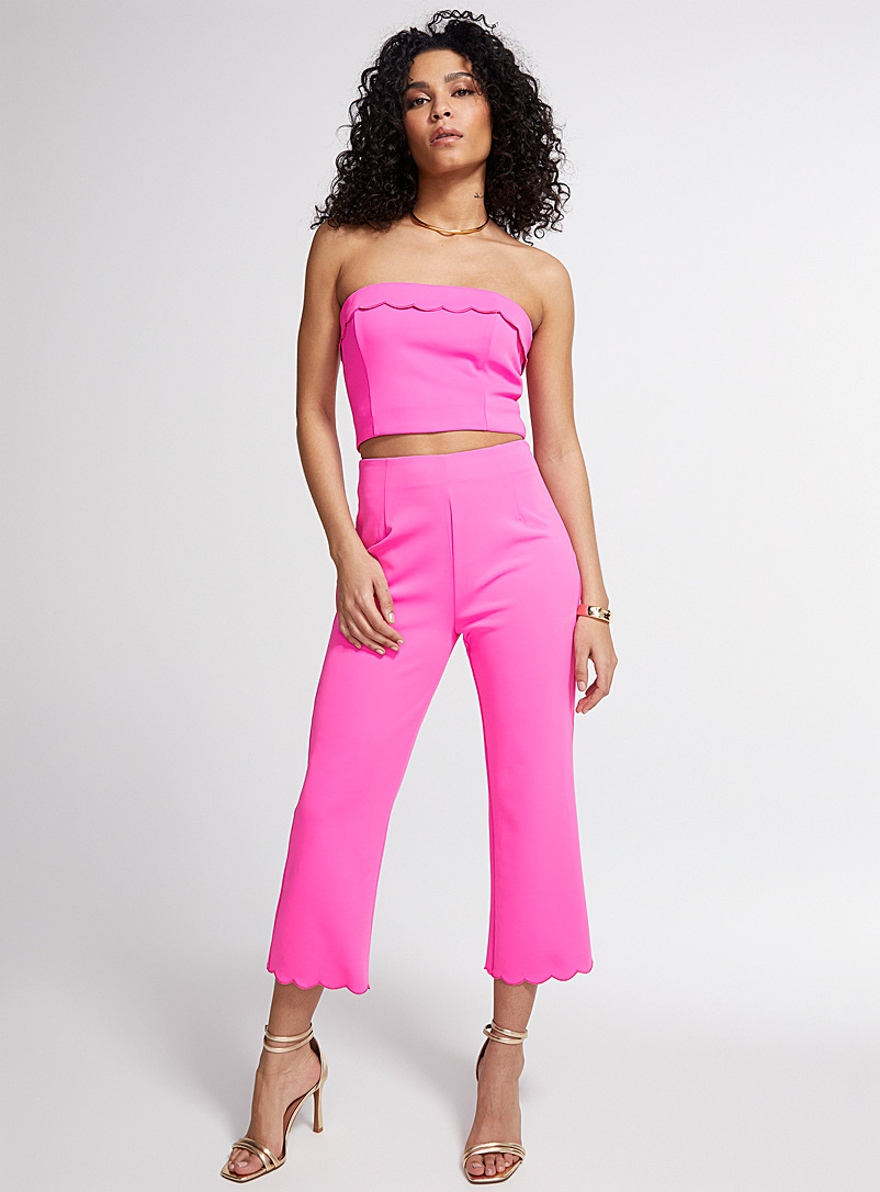 Icône Pink Hot pink scalloped crop pant for women