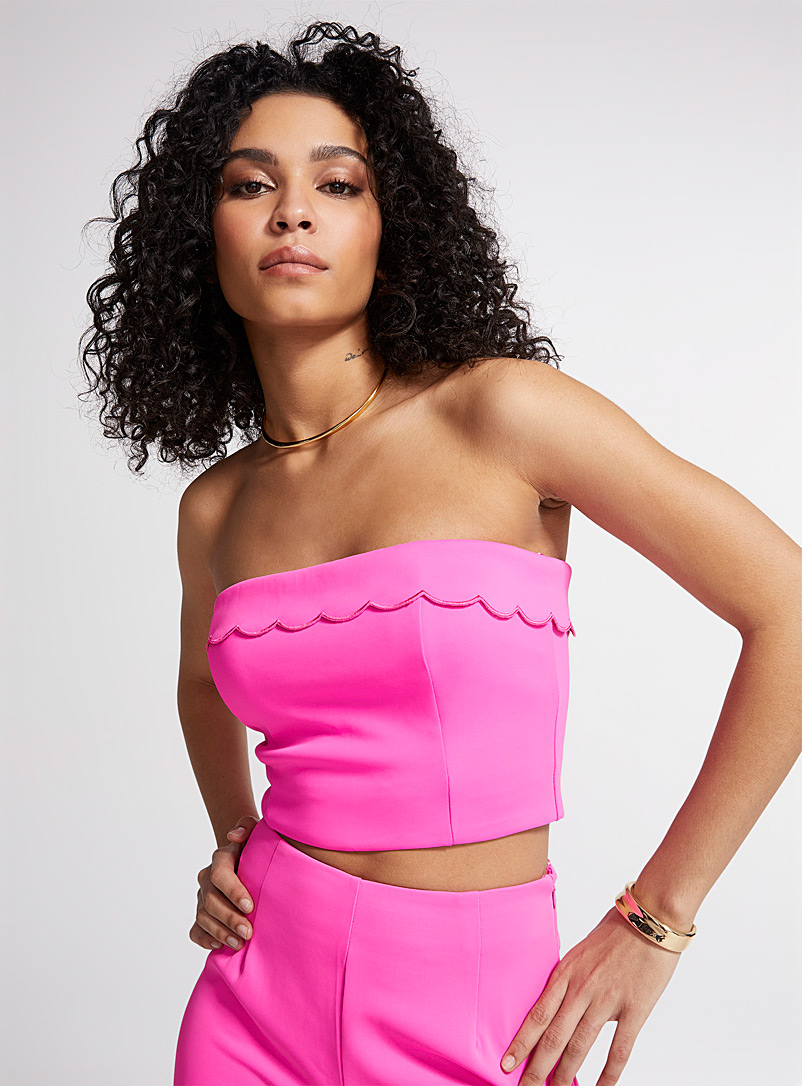 Icône Pink Hot pink scalloped tube top for women