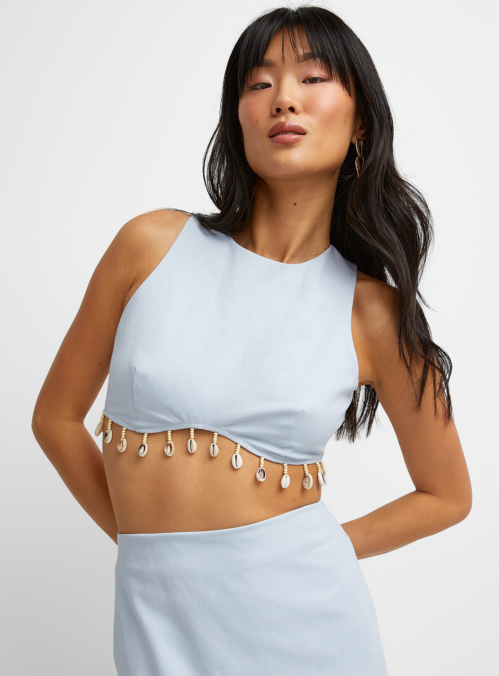 Icone Shell Charms Cropped Cami In Baby Blue