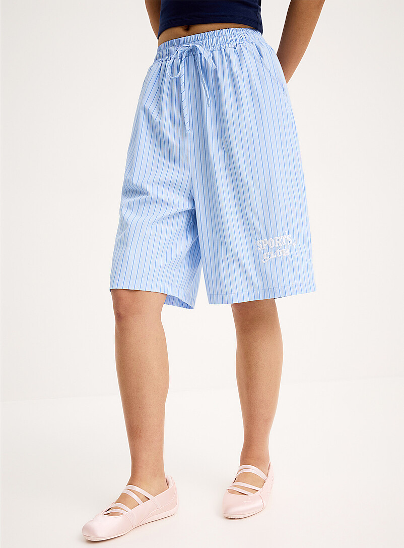 Twik: Le bermuda popeline ray&eacute; Bleu &agrave; motifs pour femme