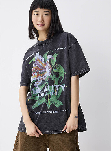 [OWIL] アウル BOTANICAL HAND PRINT SHIRT botanical-print-loose-t-shirt.