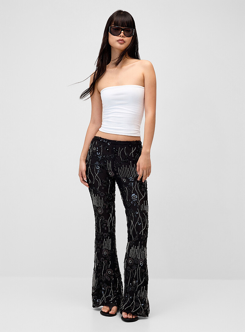 Beaded and sequined flowers flared pant product image (primary)