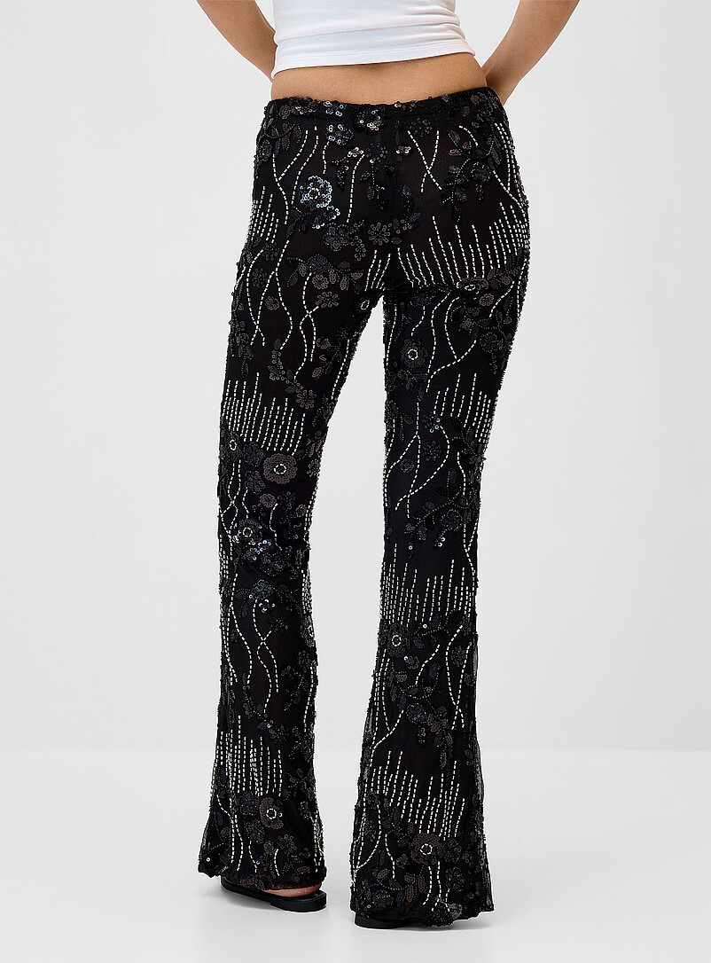 Beaded and sequined flowers flared pant product image 3