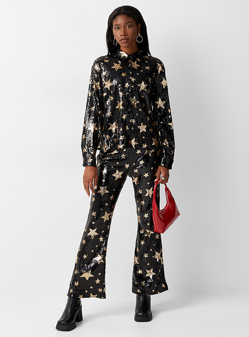 Twik Black Starry sequined flare pant for women