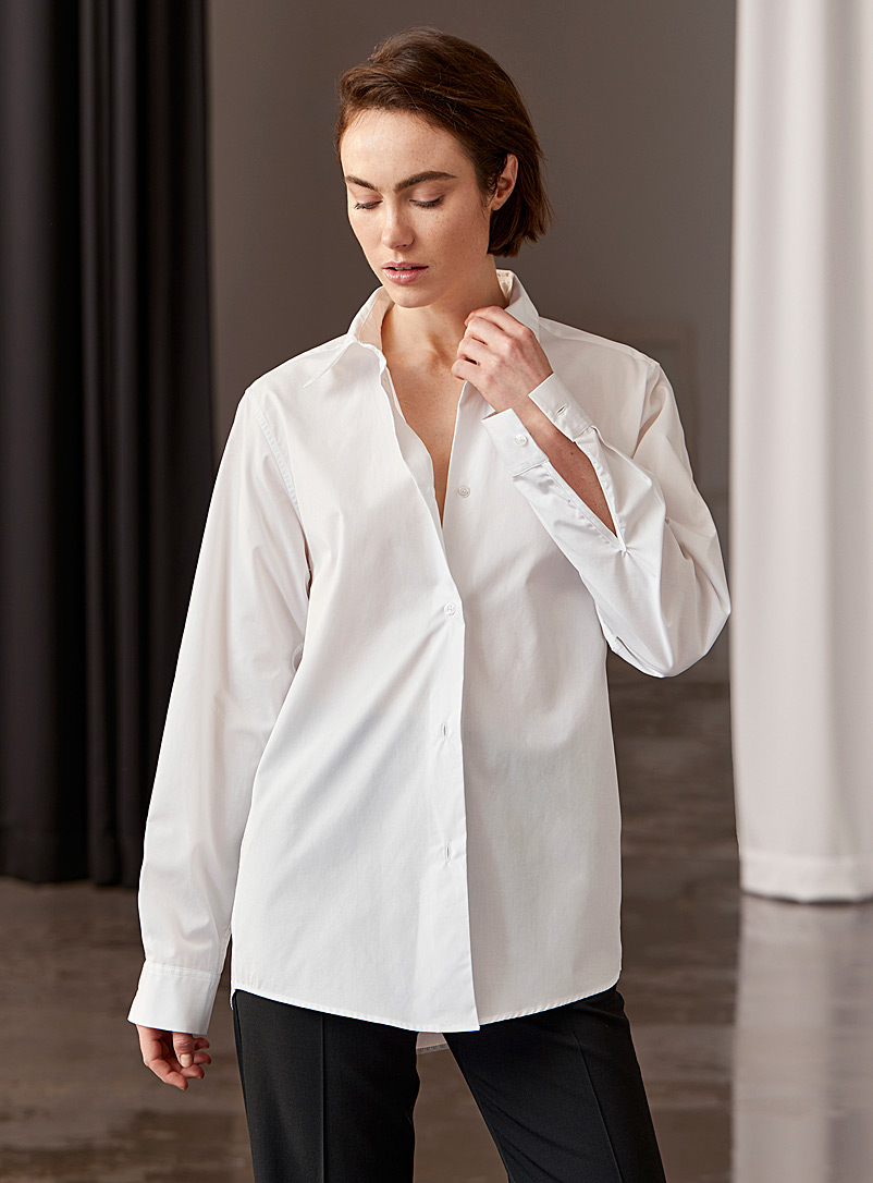 Edito par Simons: La chemise en popeline coupe ajustée Blanc pour femme