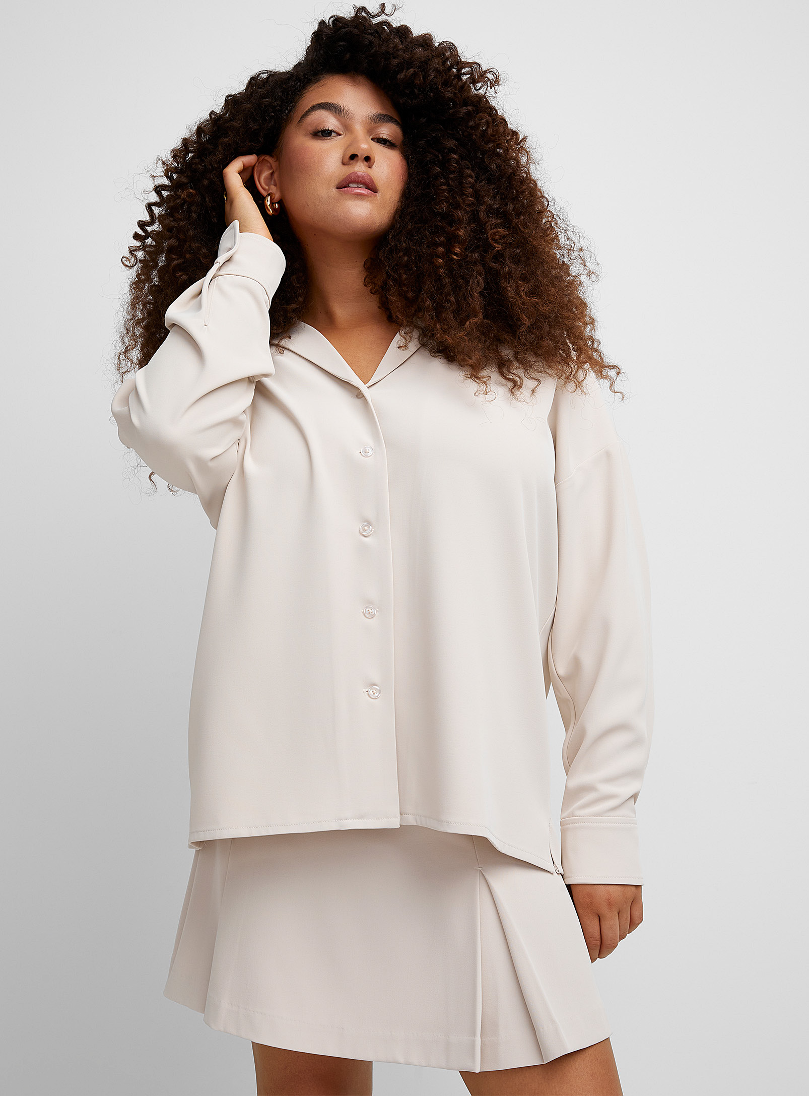 Twik Thick Crepe Dress Shirt In Off White
