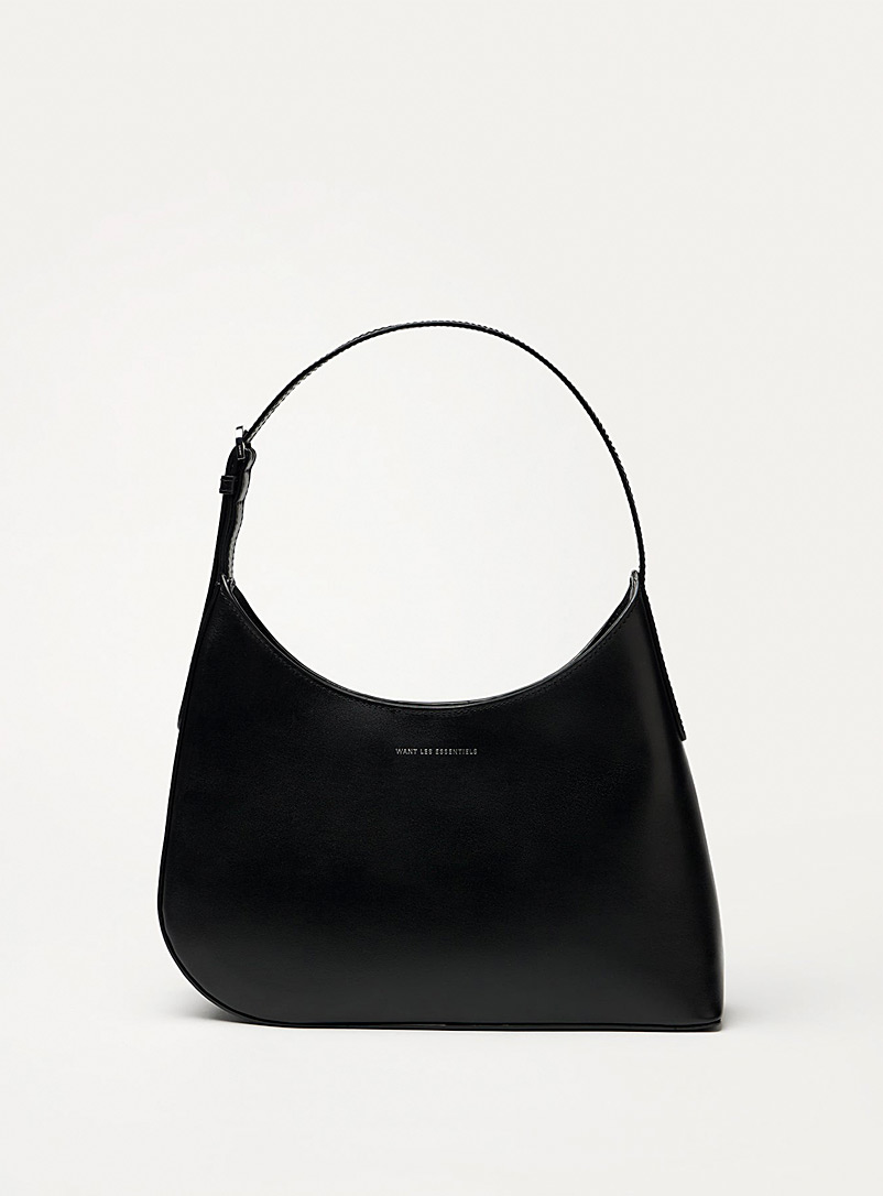 WANT Les Essentiels Black Arch minimalist leather baguette bag for error