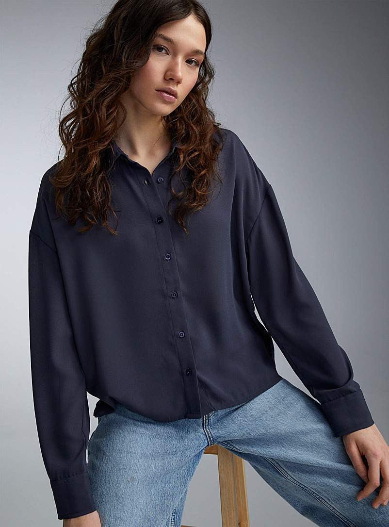 Twik Navy/Midnight Blue Sheer voile blouse for women