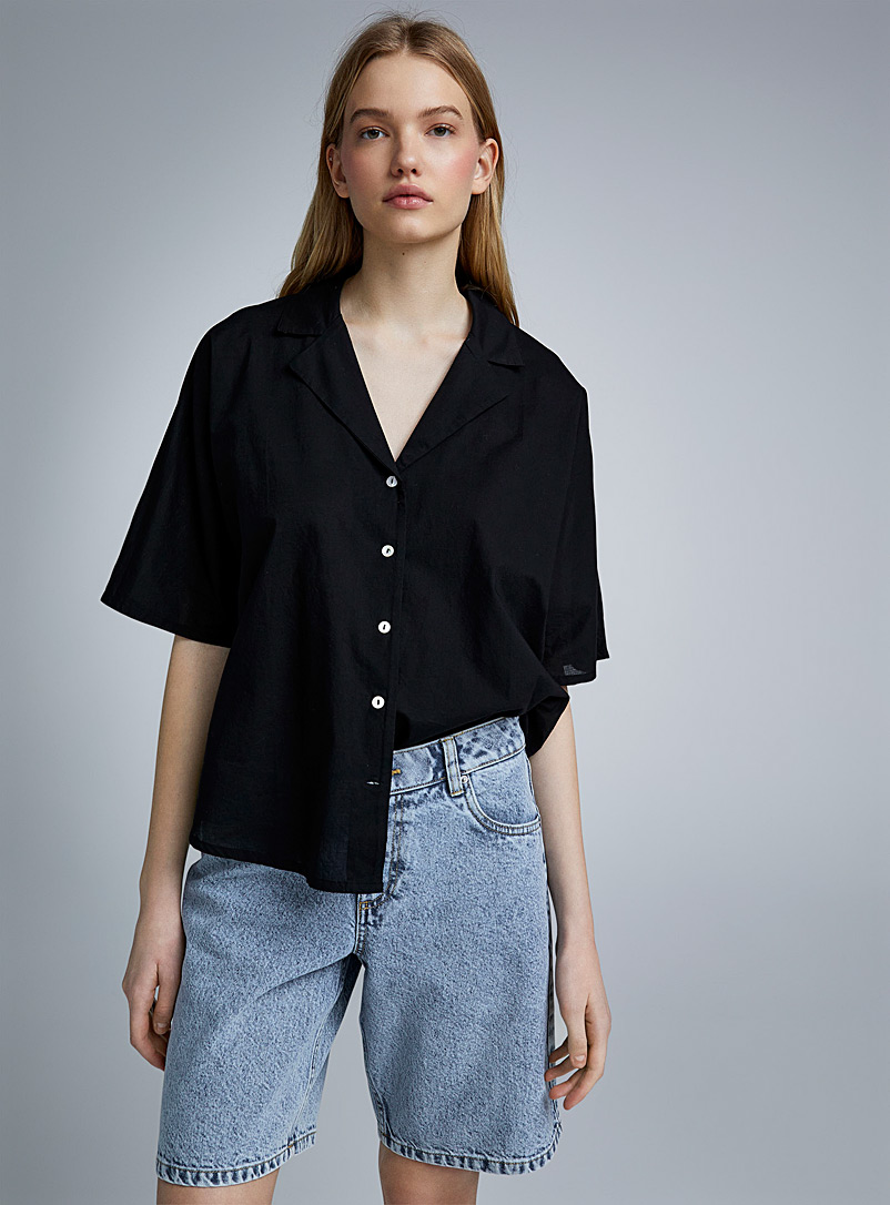 Twik: La chemise ample popeline légère Noir pour femme
