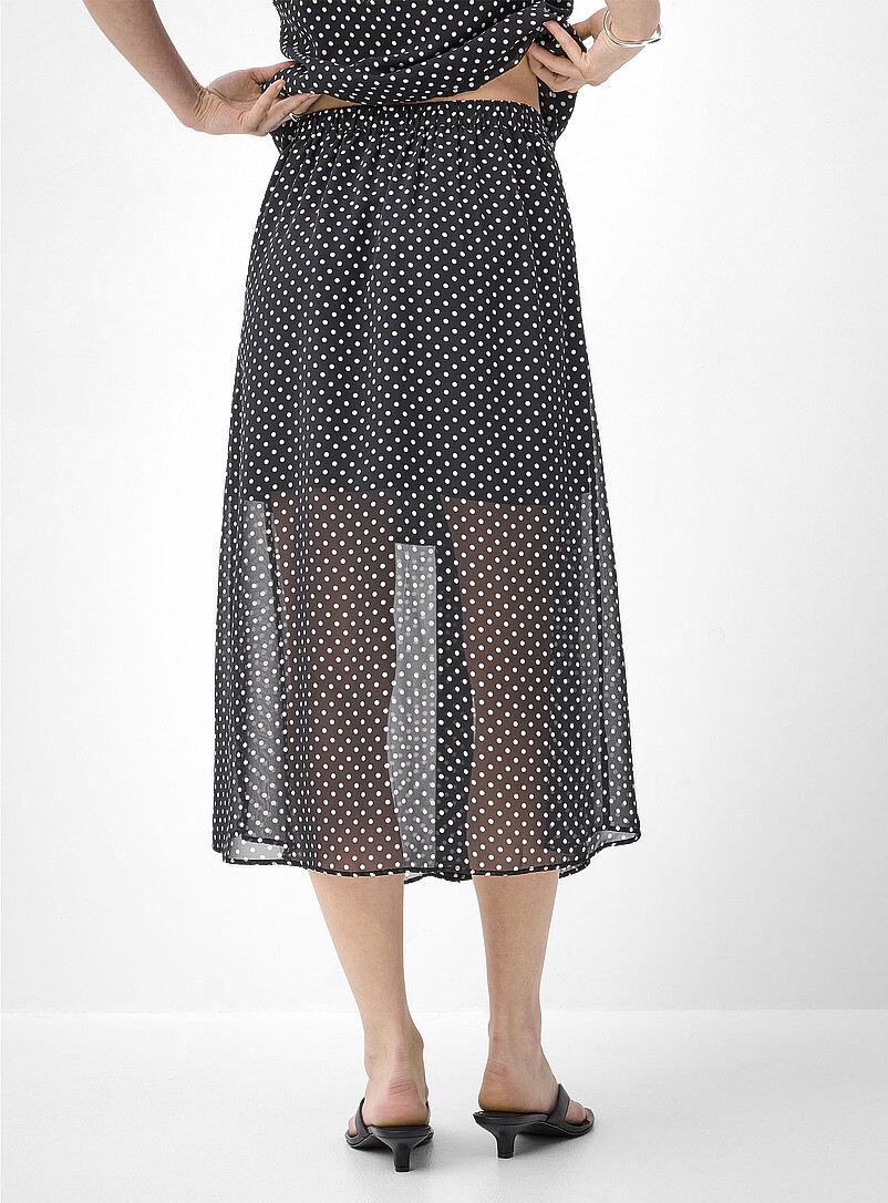 Ic&ocirc;ne Polka dot Sheer chiffon button-front midi skirt for women