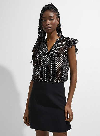 La blouse plis d&eacute;licats chiffon diaphane