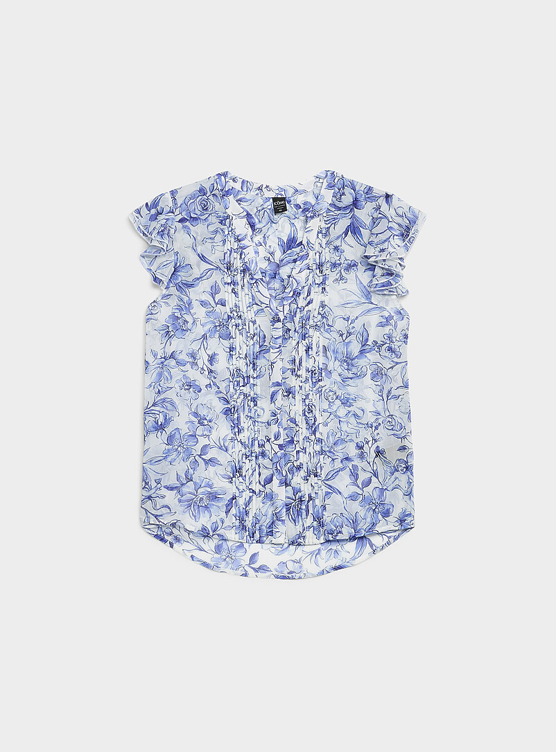 Ic&ocirc;ne Polka dot Delicate pleating sheer chiffon blouse for women