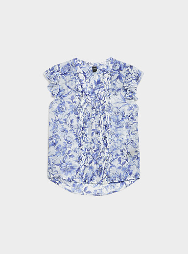 Delicate pleating sheer chiffon blouse