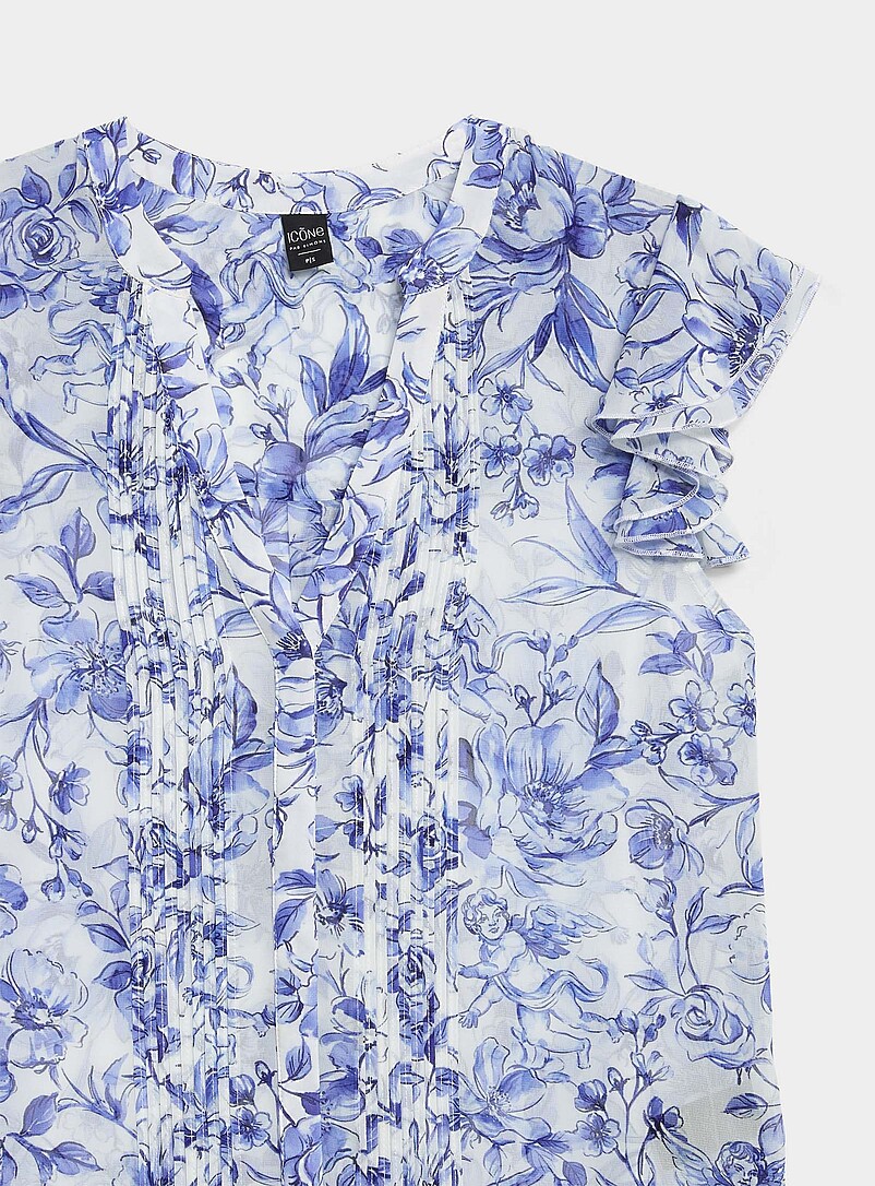 Ic&ocirc;ne: La blouse plis d&eacute;licats chiffon diaphane Pois pour femme