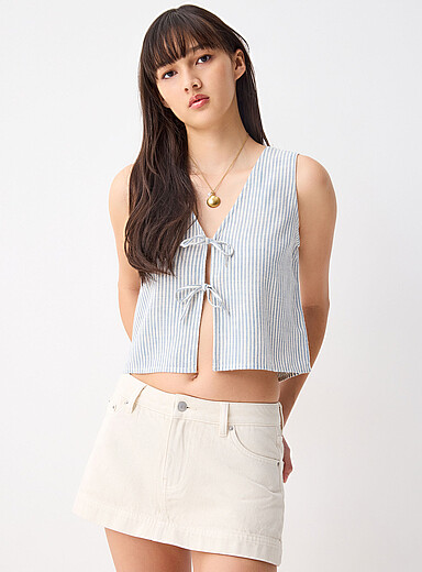 Twik: La camisole imprim&eacute;e &agrave; boucles Bleu &agrave; motif pour femme