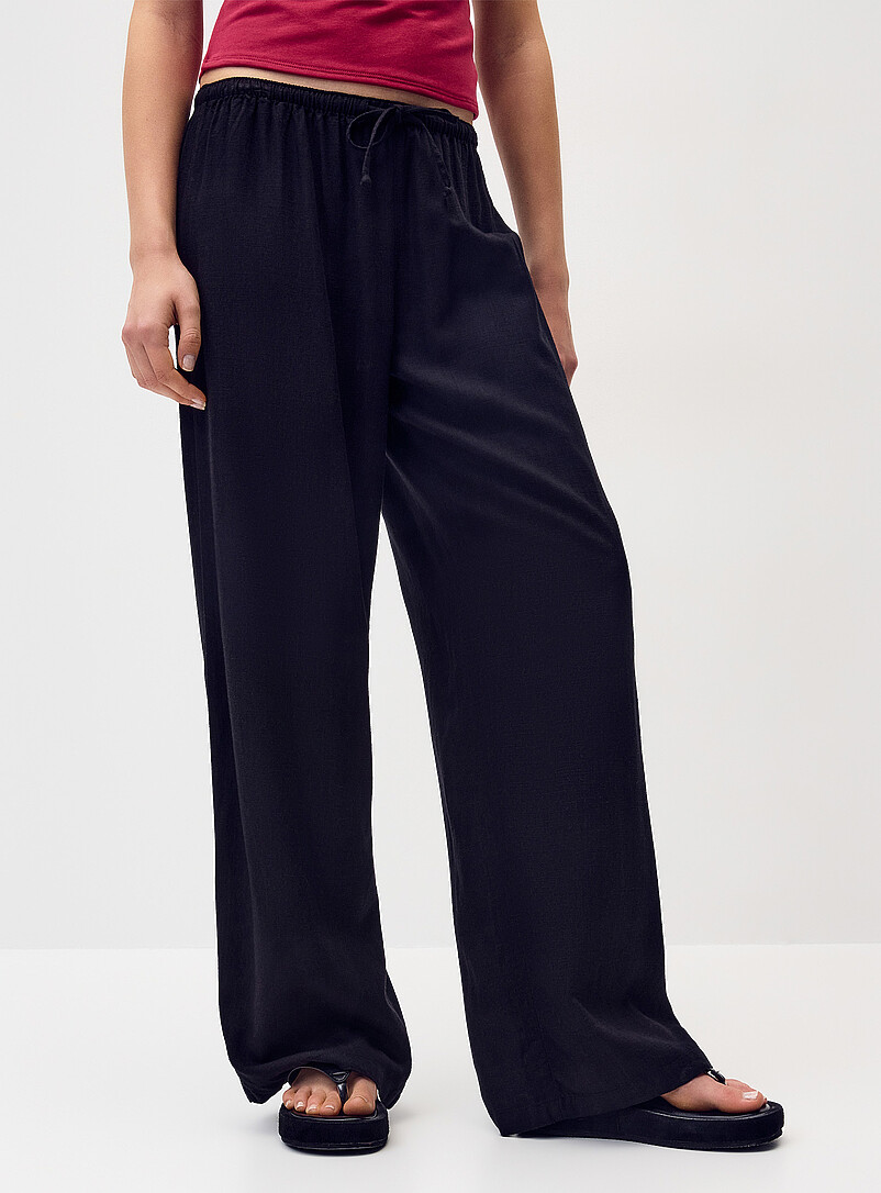 Twik: Le pantalon large viscose et lin Bleu marine - Bleu nuit pour femme
